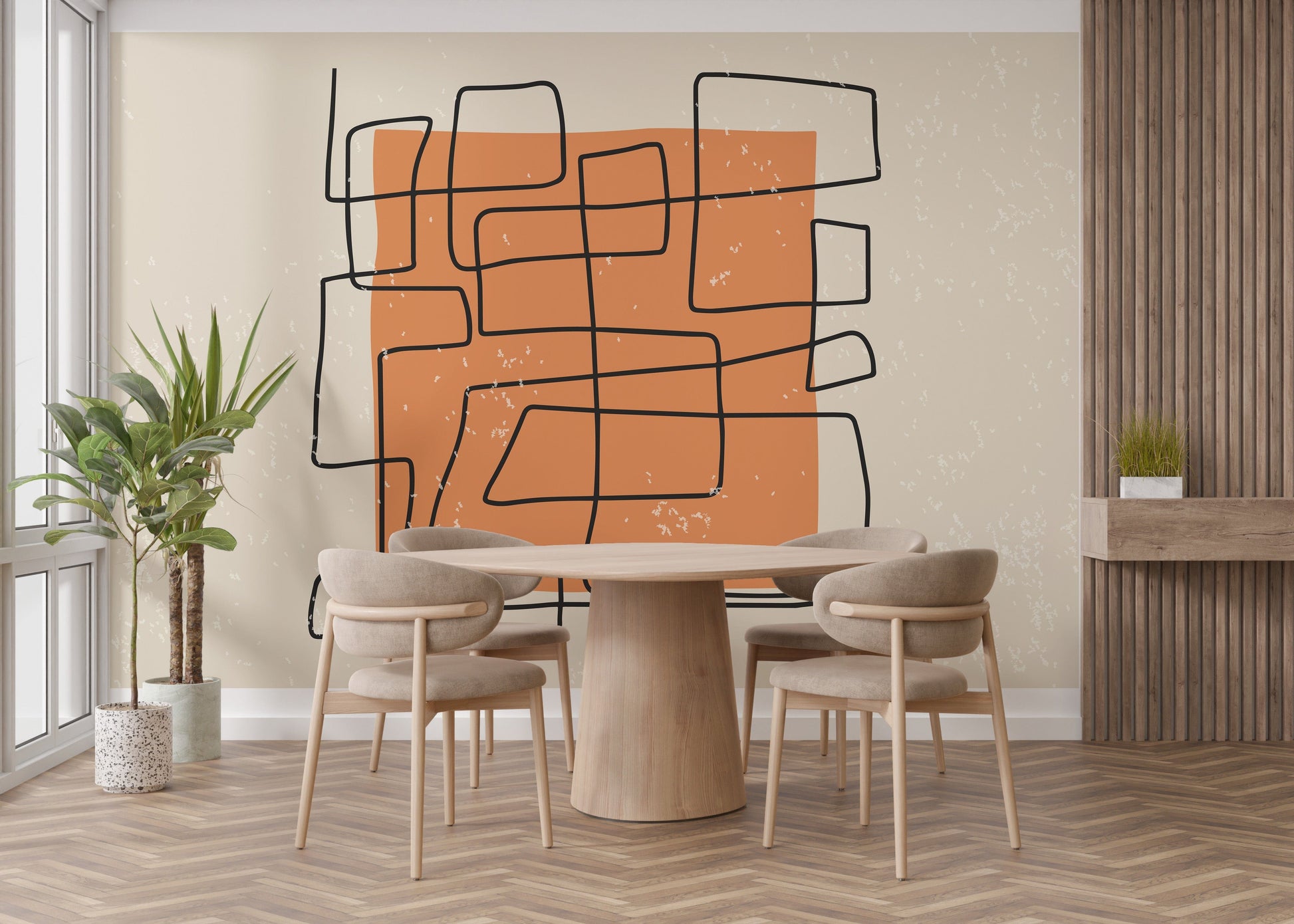 Abstract One Line Wallpaper Mural - Giffywalls