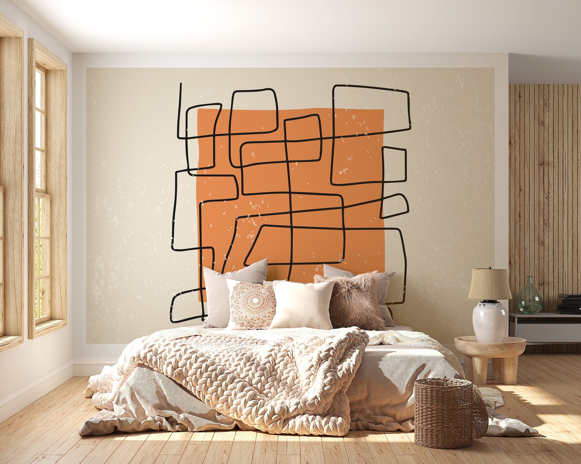 Abstract One Line Wallpaper Mural - Giffywalls