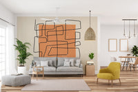 Abstract one line wallpaper mural for walls