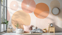 Abstract orange circle peel and stick wallpaper

