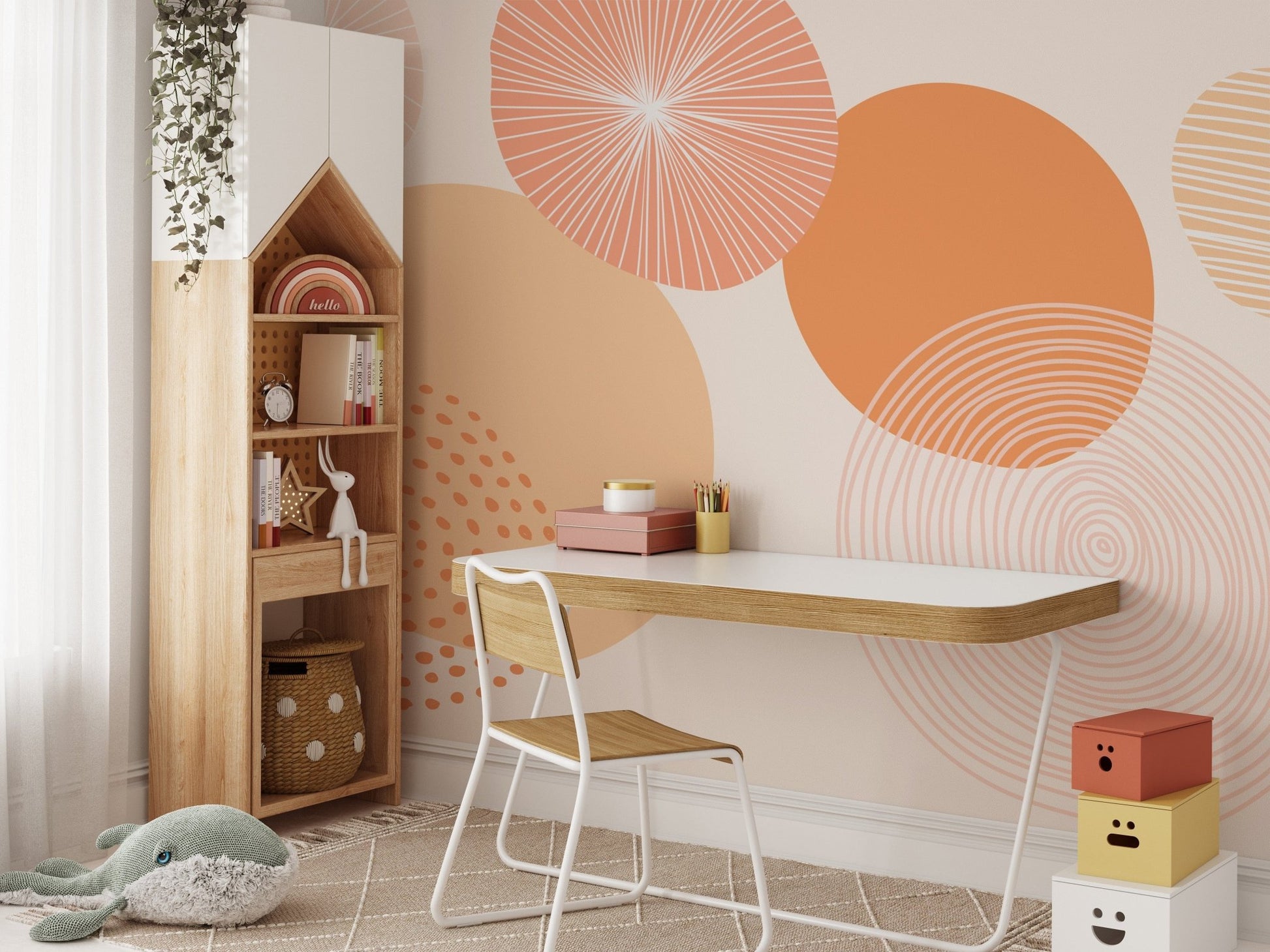 Minimalist orange pattern peel and stick design

