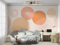 Playful orange peel and stick wall design


