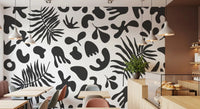 High-contrast botanical styling in Abstract Organic Foliage wall mural