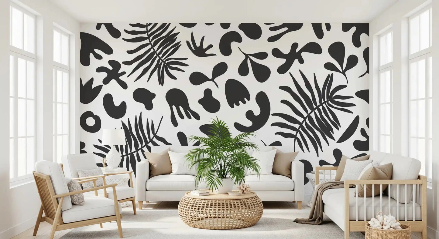 Modern nature look from Organic Foliage wall mural with clean contrast