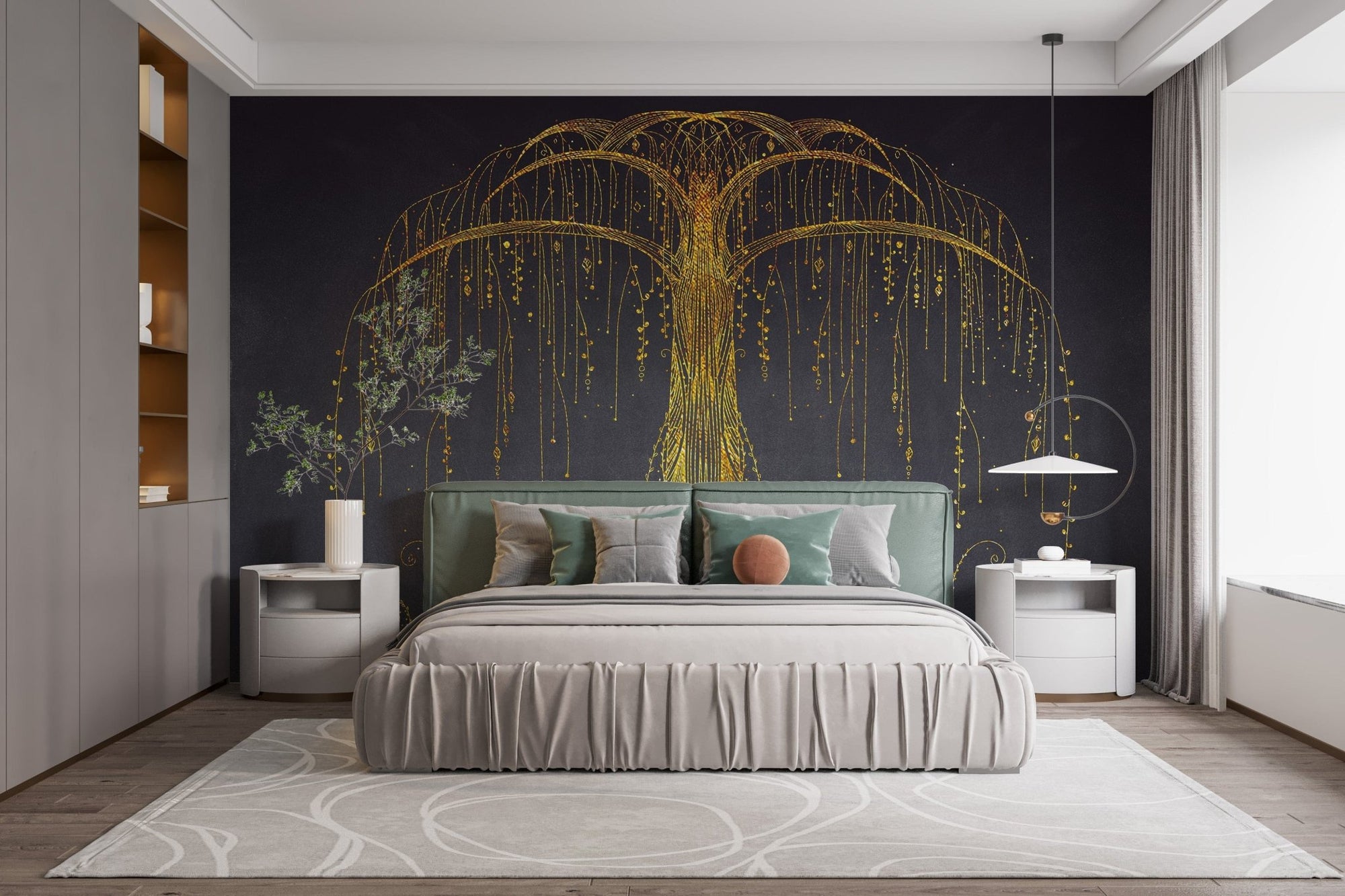 Gold Abstract Ornamental Tree Wall Murals B176