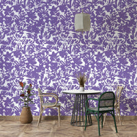 Painted purple floral wallpaper., GD4514