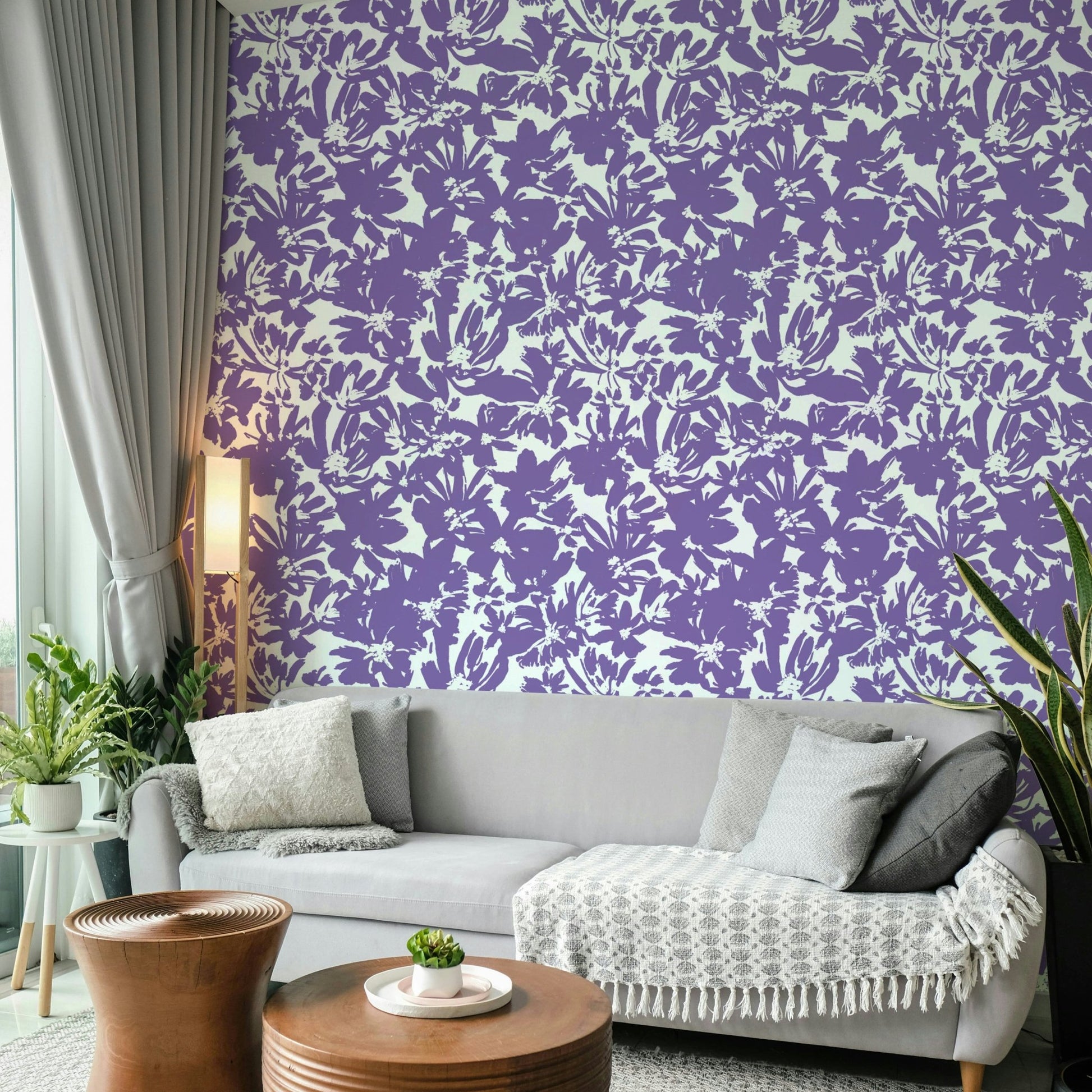 Abstract watercolor flower mural., GD4514