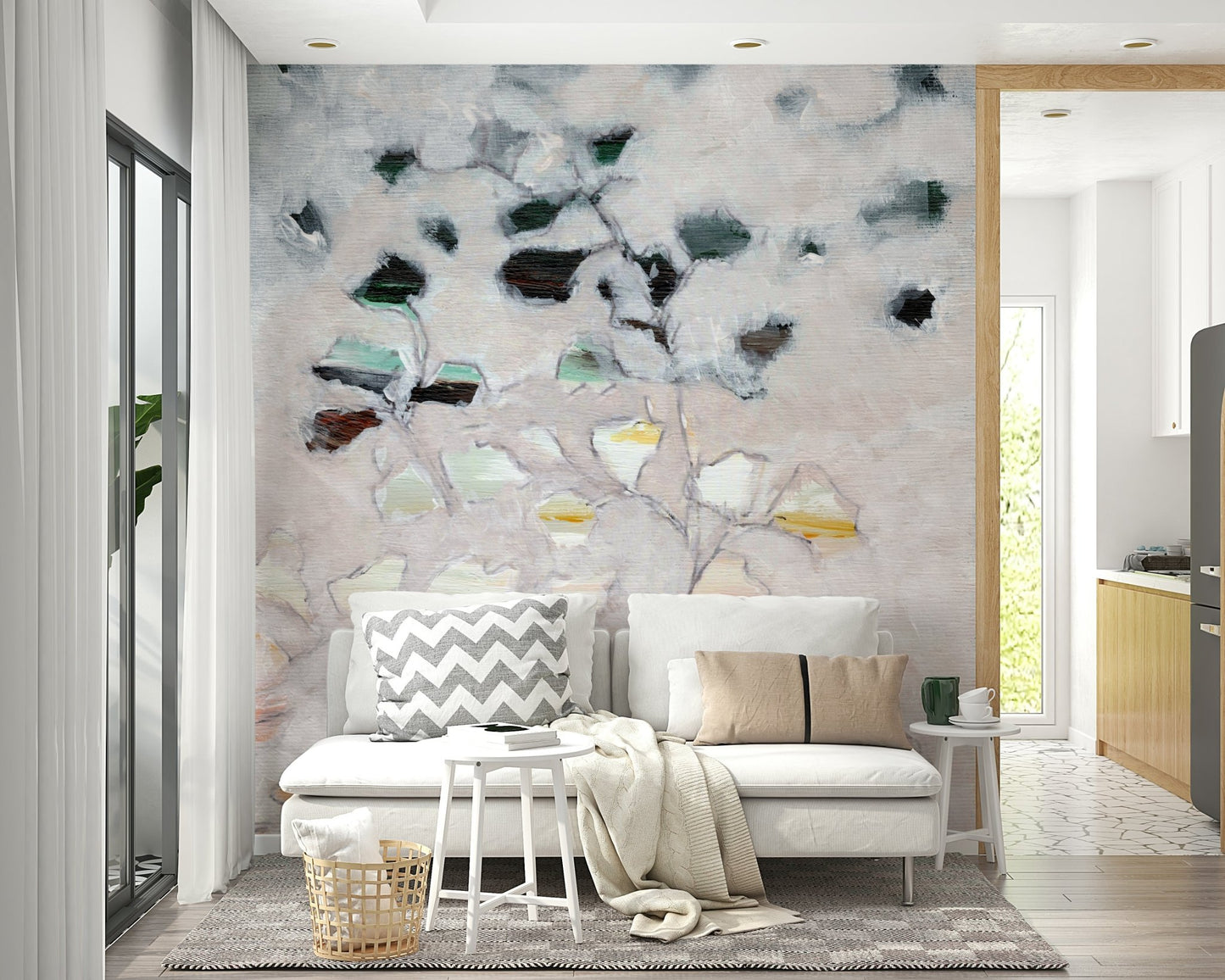 Creative space with abstract floral mural, GD1080