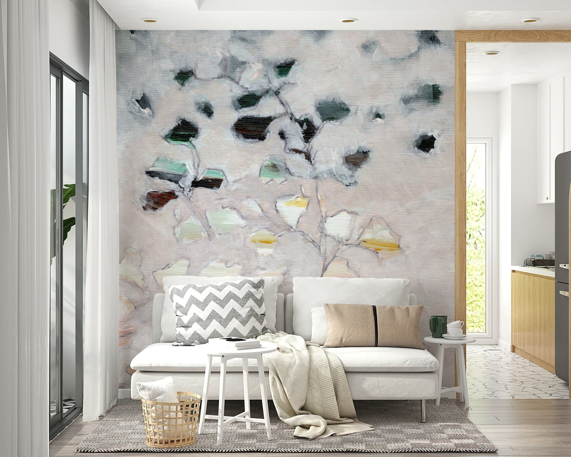 Creative space with abstract floral mural, GD1080