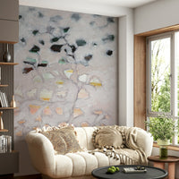 Bedroom decorated with painterly botanicals wallpaper, GD1080