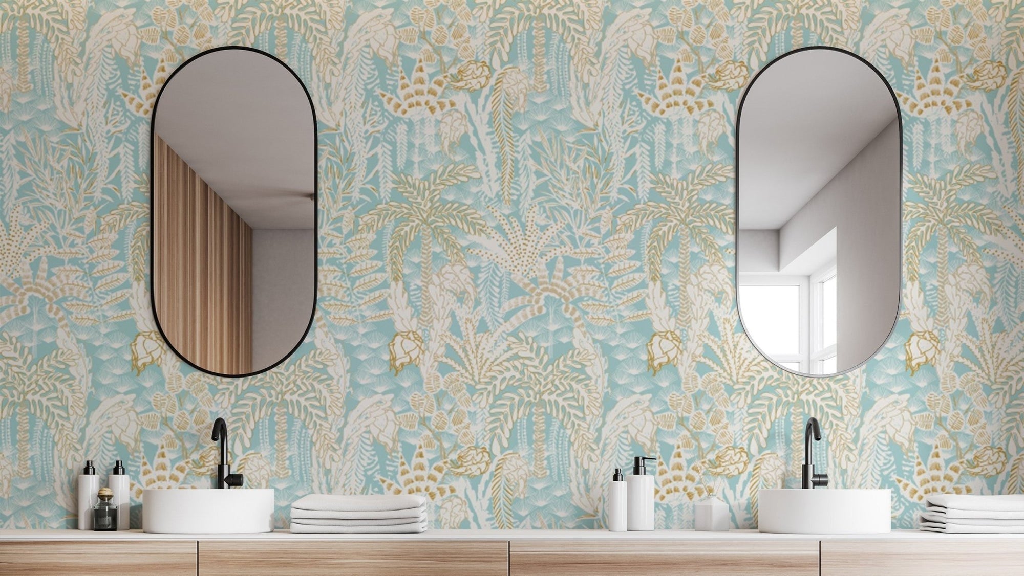 Coastal Breeze Floral wallpaper with serene floral patterns., AN125