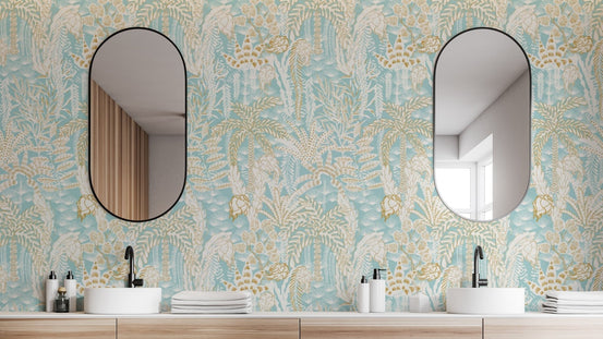 Coastal Breeze Floral wallpaper with serene floral patterns., AN125