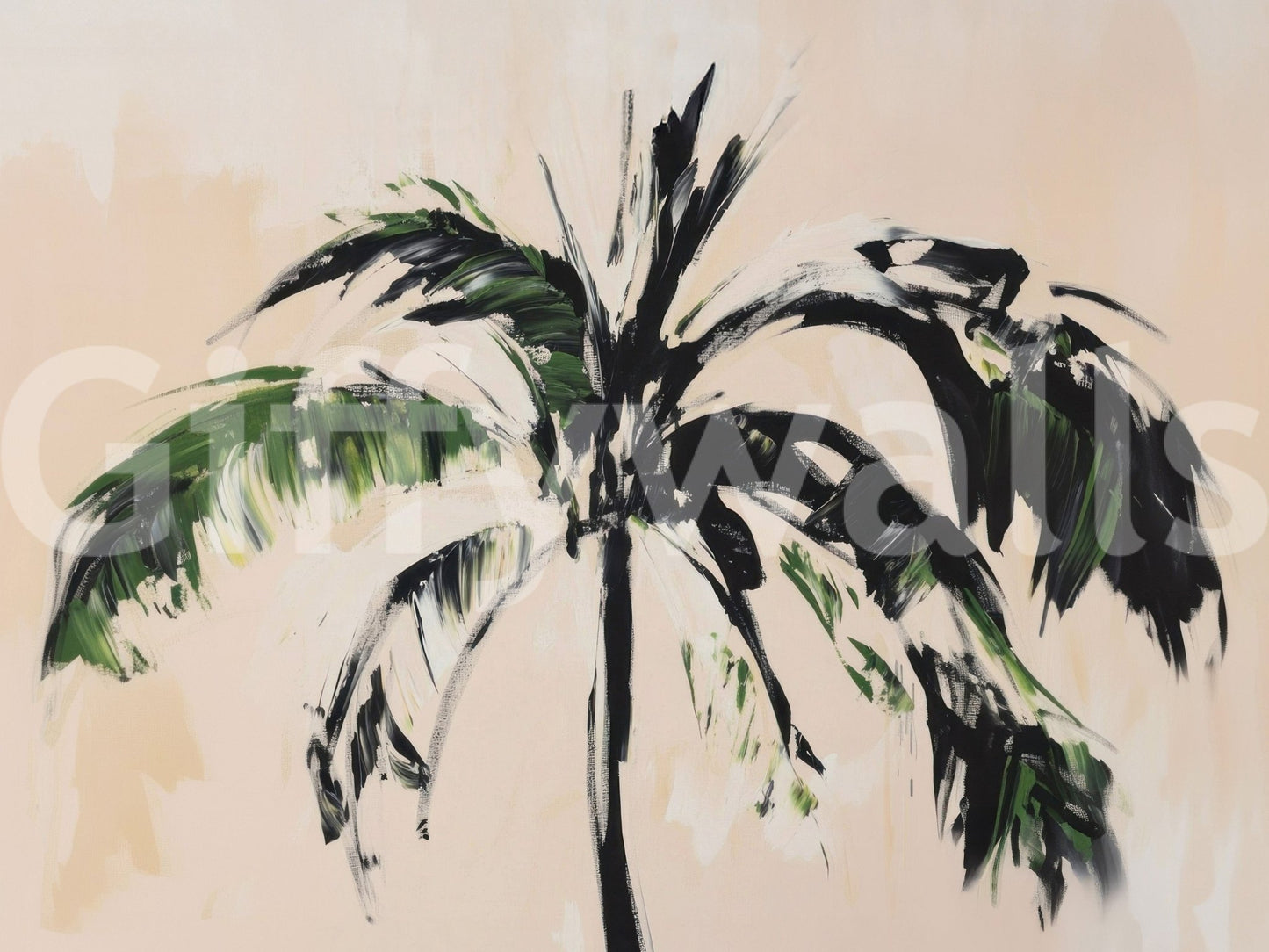 Abstract palm leaves wall design

