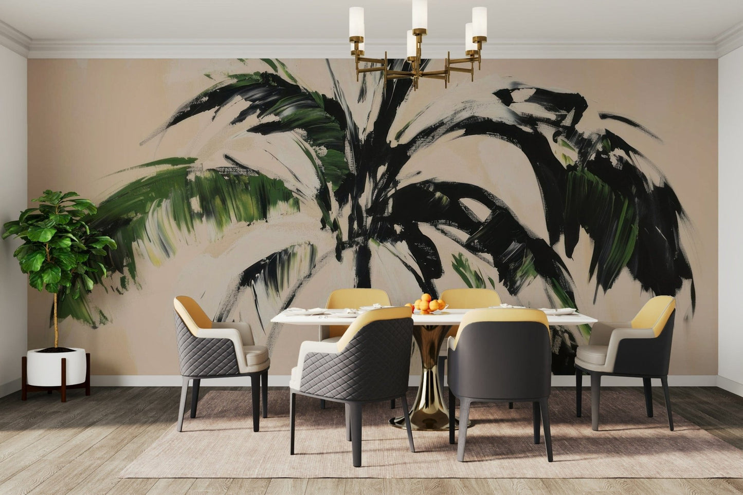 Palm tree art with soft textures

