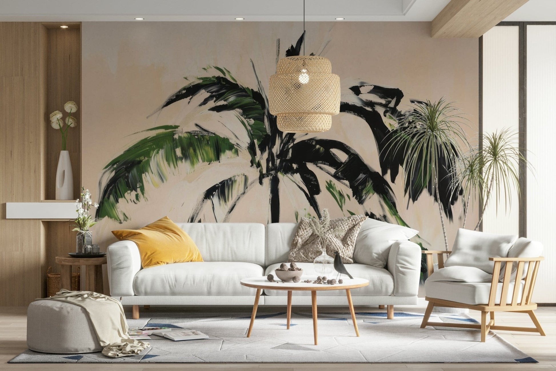 Abstract palm tree wall mural art


