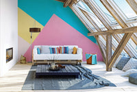 Paper collage wallpaper mural
