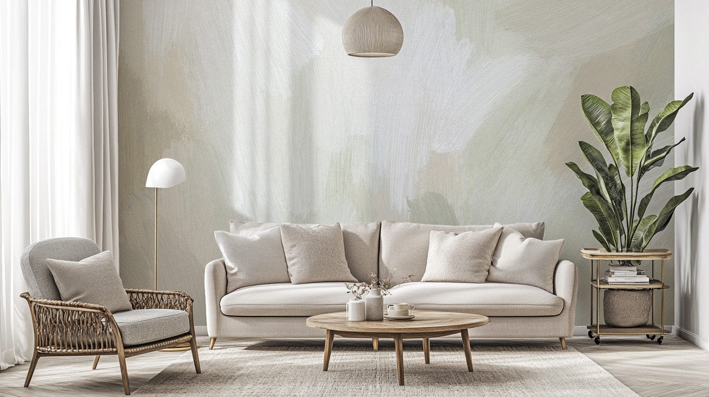 Subtle pastel wallpaper mural in earthy tones, B387