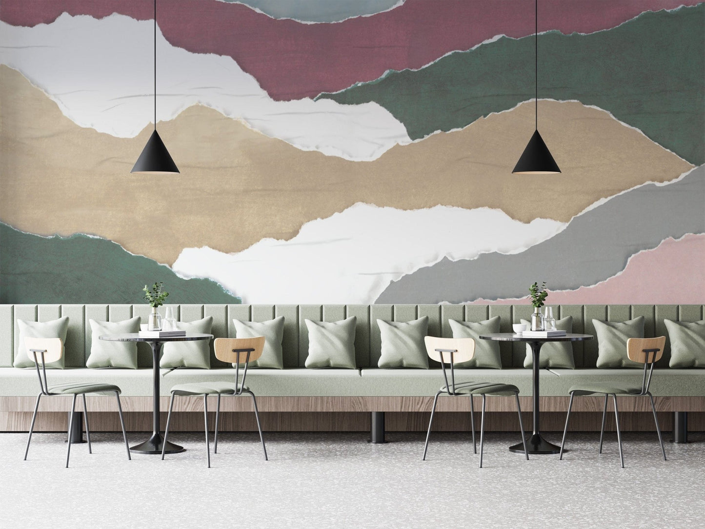 "Handcrafted torn paper style abstract wallpaper"
