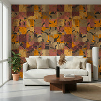 Design layout of the beautiful Abstract Patchwork Wall Mural enhances a studio.