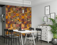 Different color block sections creating the Abstract Patchwork Wall Mural pattern.