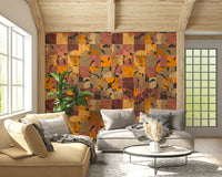 Textural appearance of the geometric design in the Abstract Patchwork Wall Mural.
