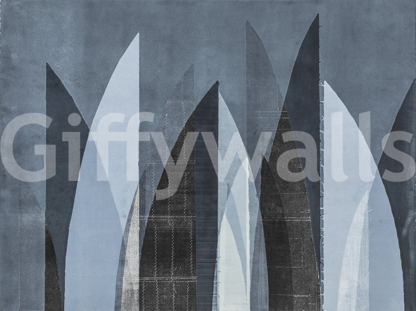 A calming modern design wallpaper mural that defines a space.

