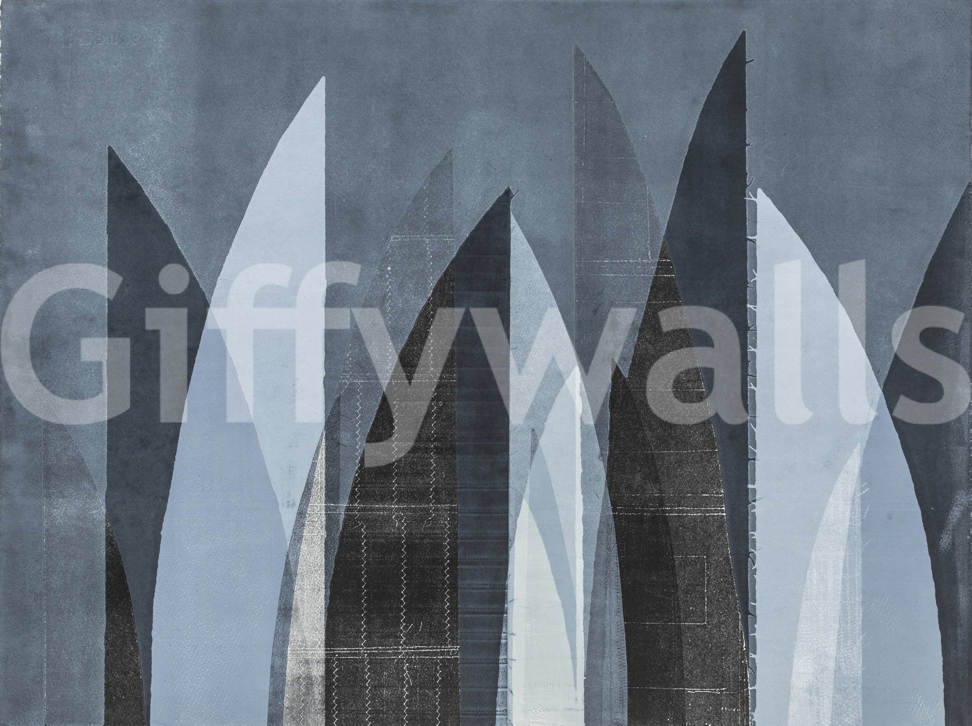 A calming modern design wallpaper mural that defines a space.

