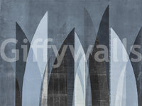 A calming modern design wallpaper mural that defines a space.

