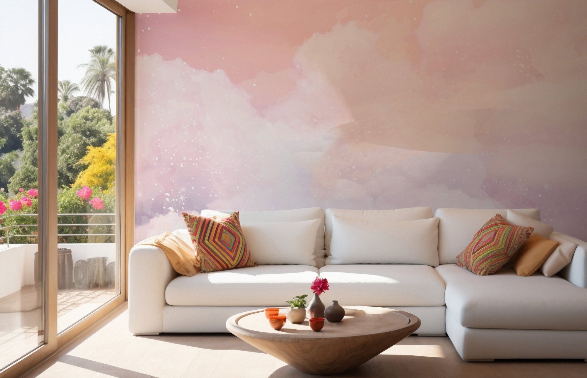 Abstract pink sky wallpaper mural charm A932
