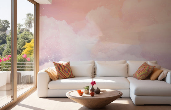 Abstract pink sky wallpaper mural charm A932