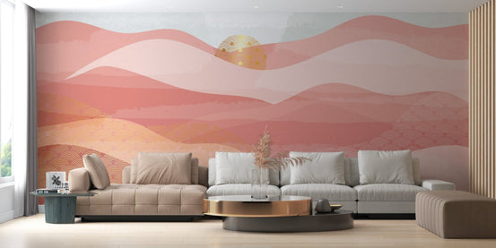 Pink wavy mountain wallpaper design
 B007