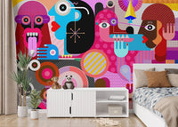 Abstract Pop Art Faces Wall Mural - Giffywalls