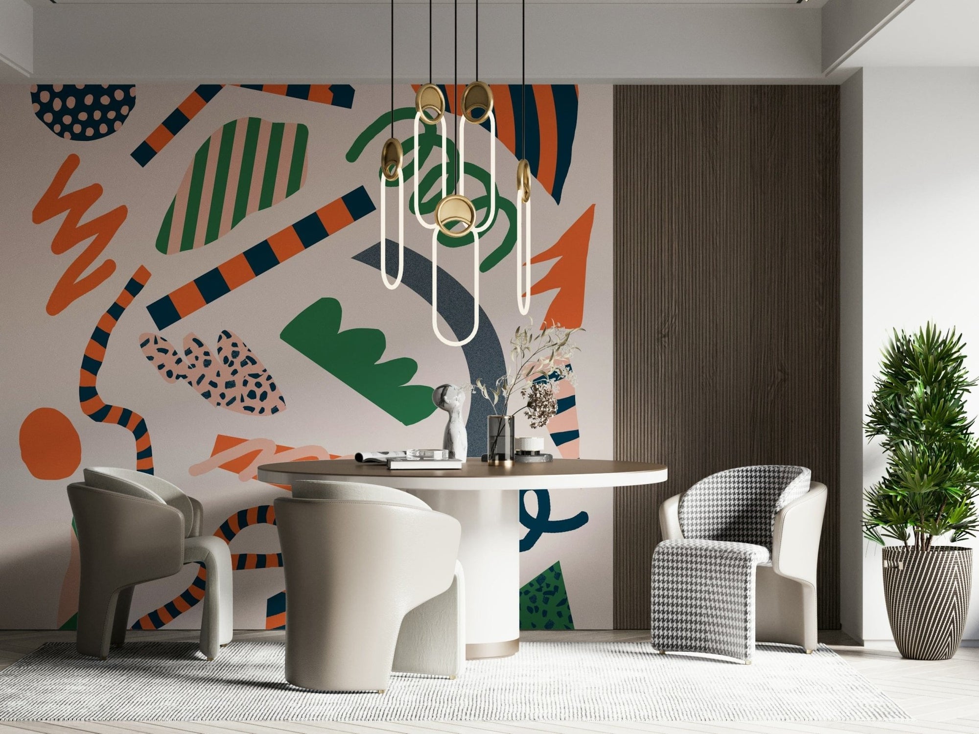 Vibrant geometric shapes on this Abstract Pop Play Wall Mural GD5377