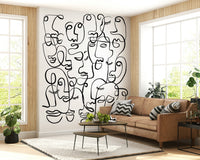 Abstract Portraits Wall Mural wallpaper mural with monochrome colour.
