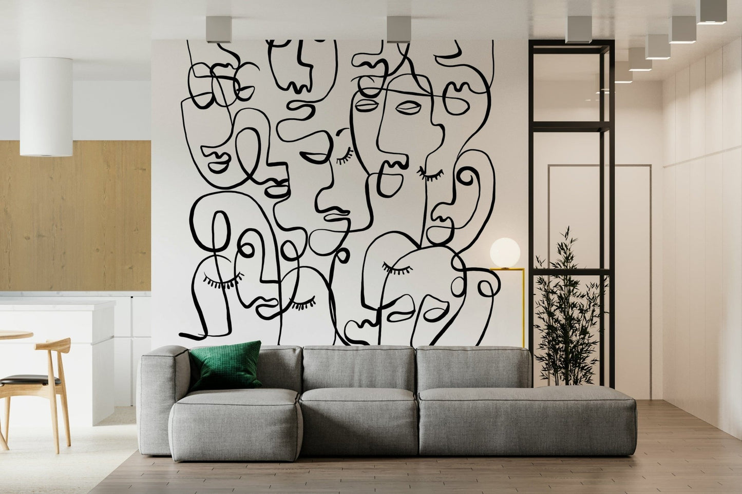 Abstract Portraits Wall Mural wallpaper mural for a dining room wall.