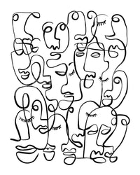 Abstract Portraits Wall Mural wallpaper mural in neutral beige and black.