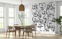 Artistic silhouette wallpaper mural for a stylish flat lounge area.