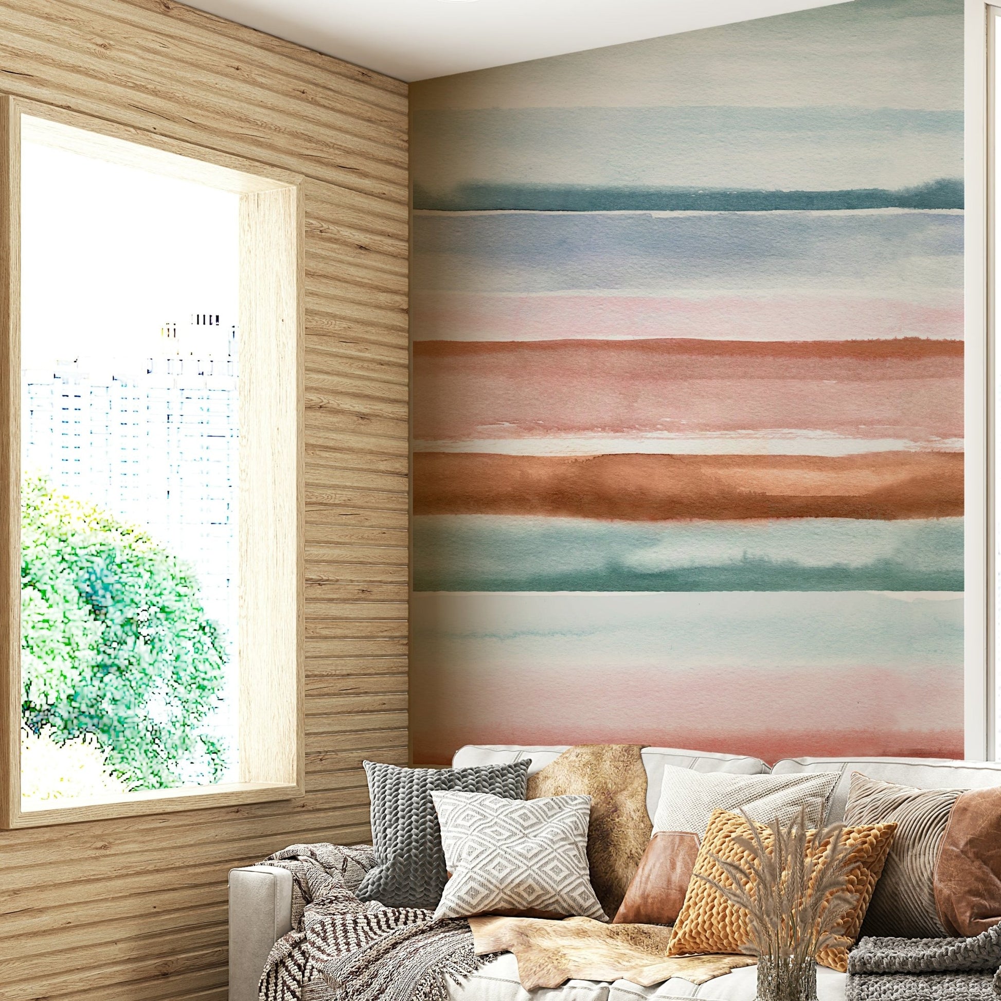 Horizontal watercolor stripes

