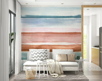 Relaxing watercolor stripes mural

