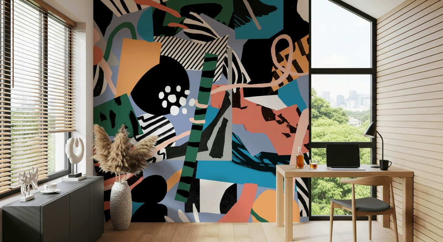 A graceful subtle pattern wall mural in cool, natural tones.