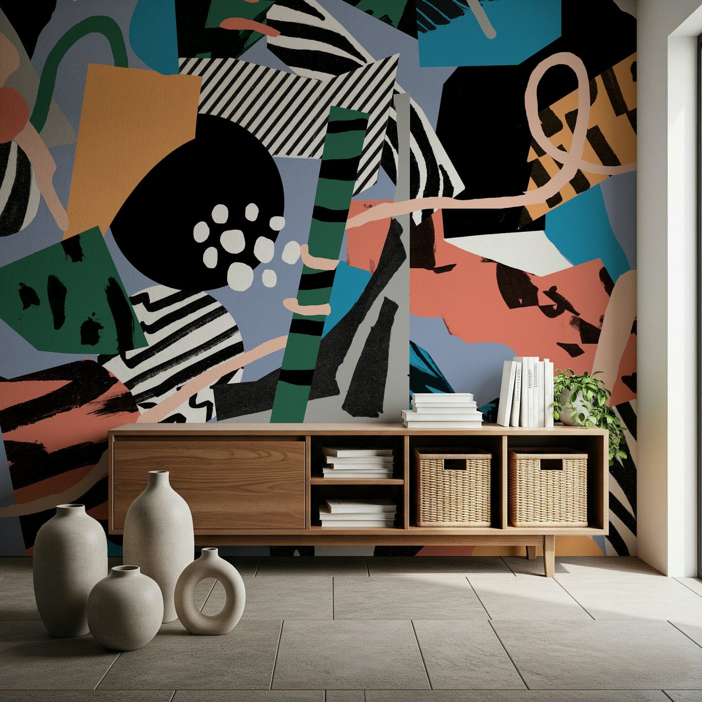 A serene modern pattern wall mural for your decor.