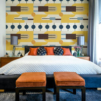 Dynamic Abstract Shapescape design for living room walls

