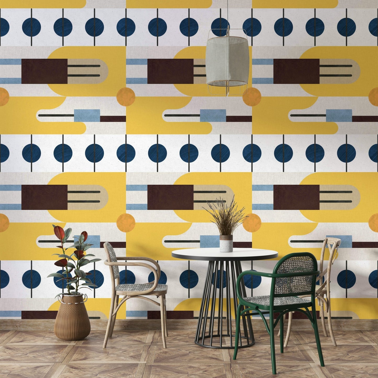 Colorful Abstract Shapescape wallpaper for creative spaces

