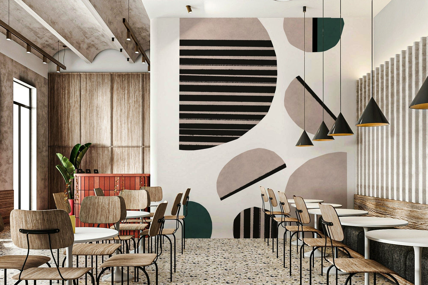 Striped geometric art composition

