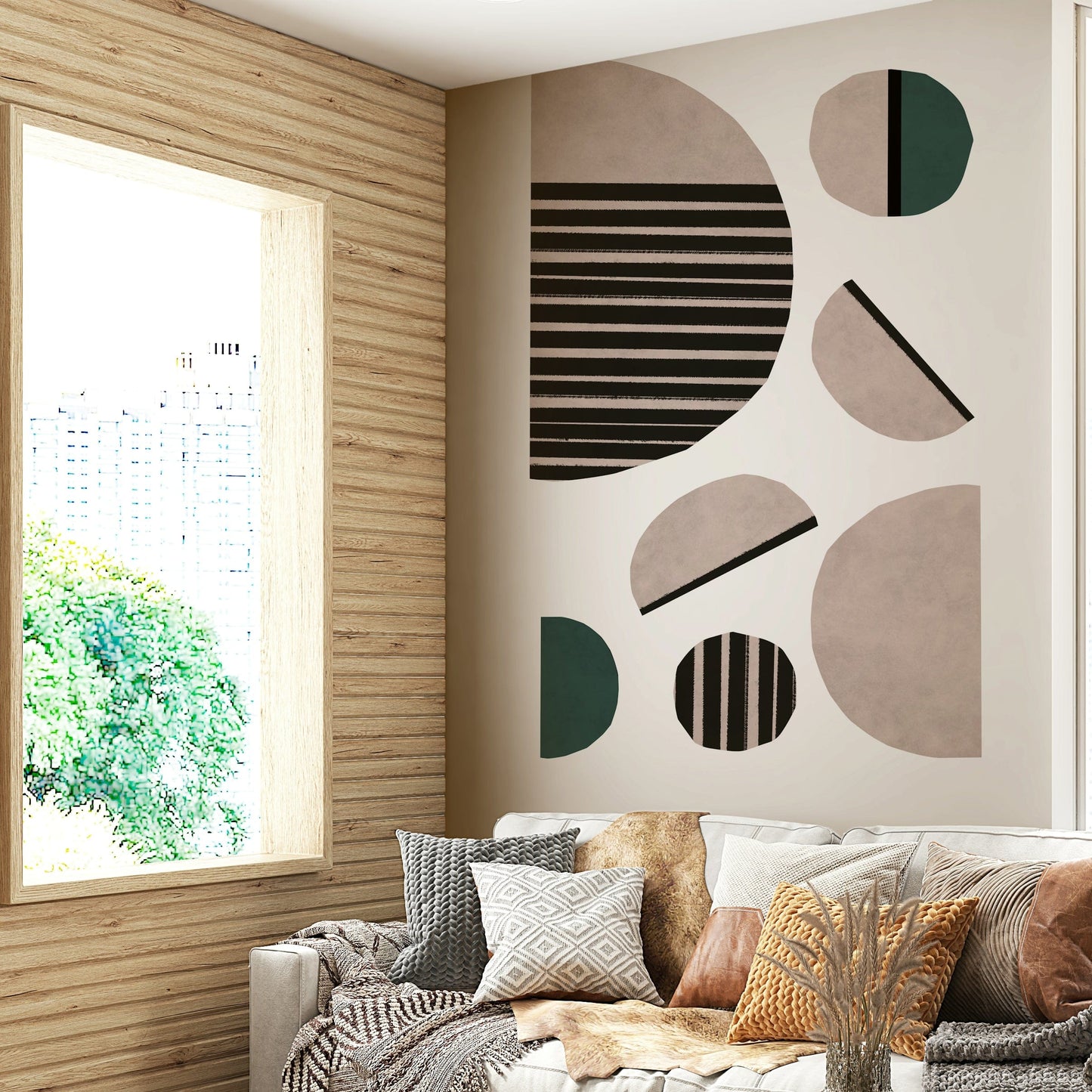 Creative half circles wall design

