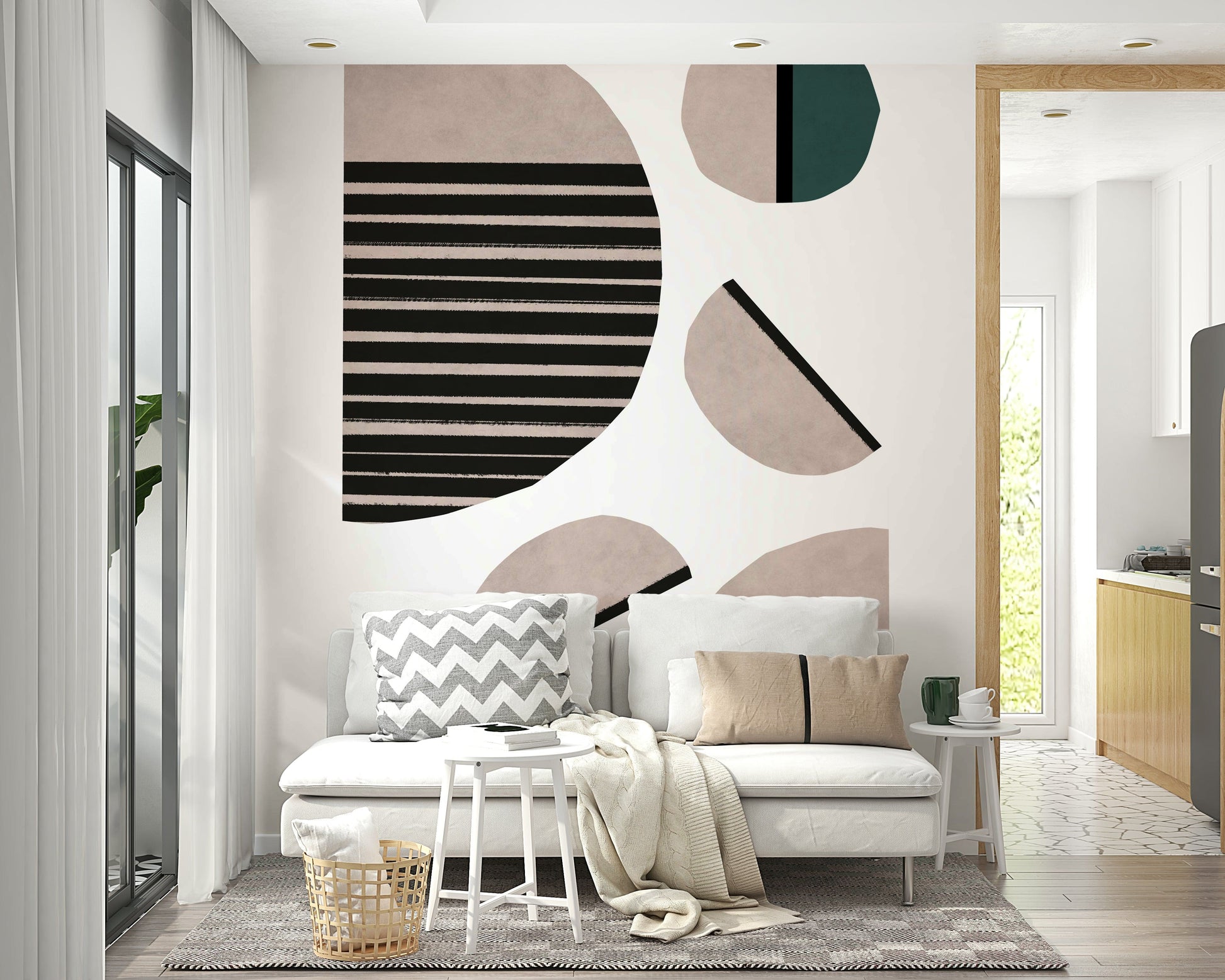Abstract circles and stripes print


