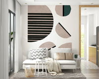 Abstract circles and stripes print

