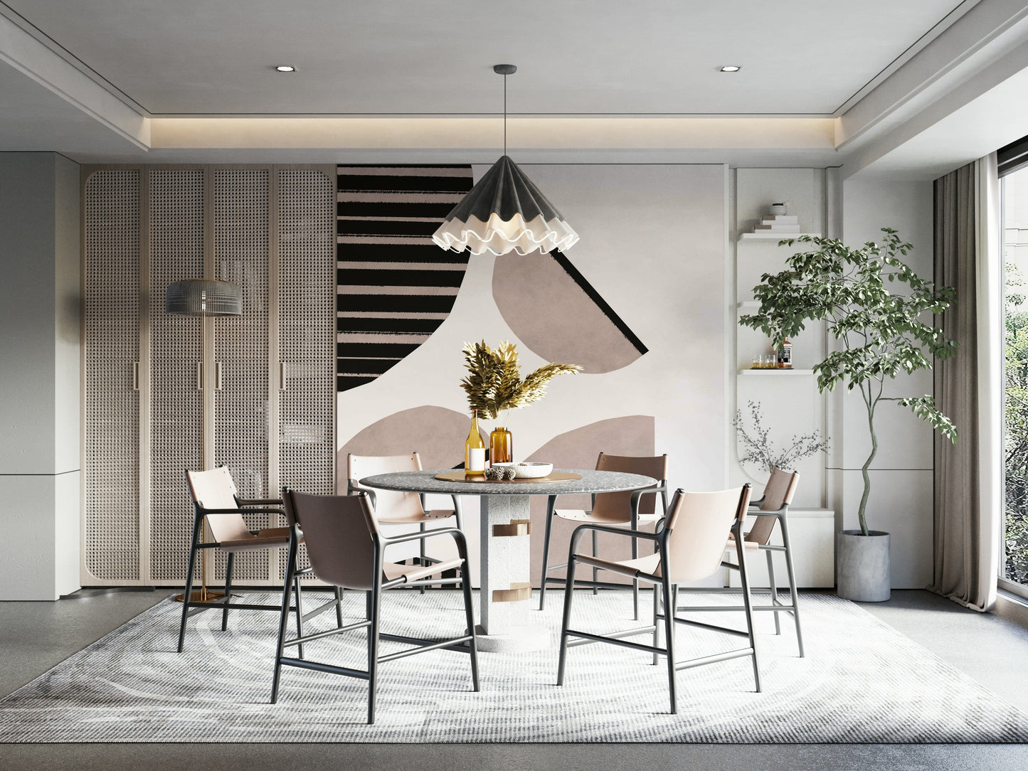 Minimalist abstract mural design

