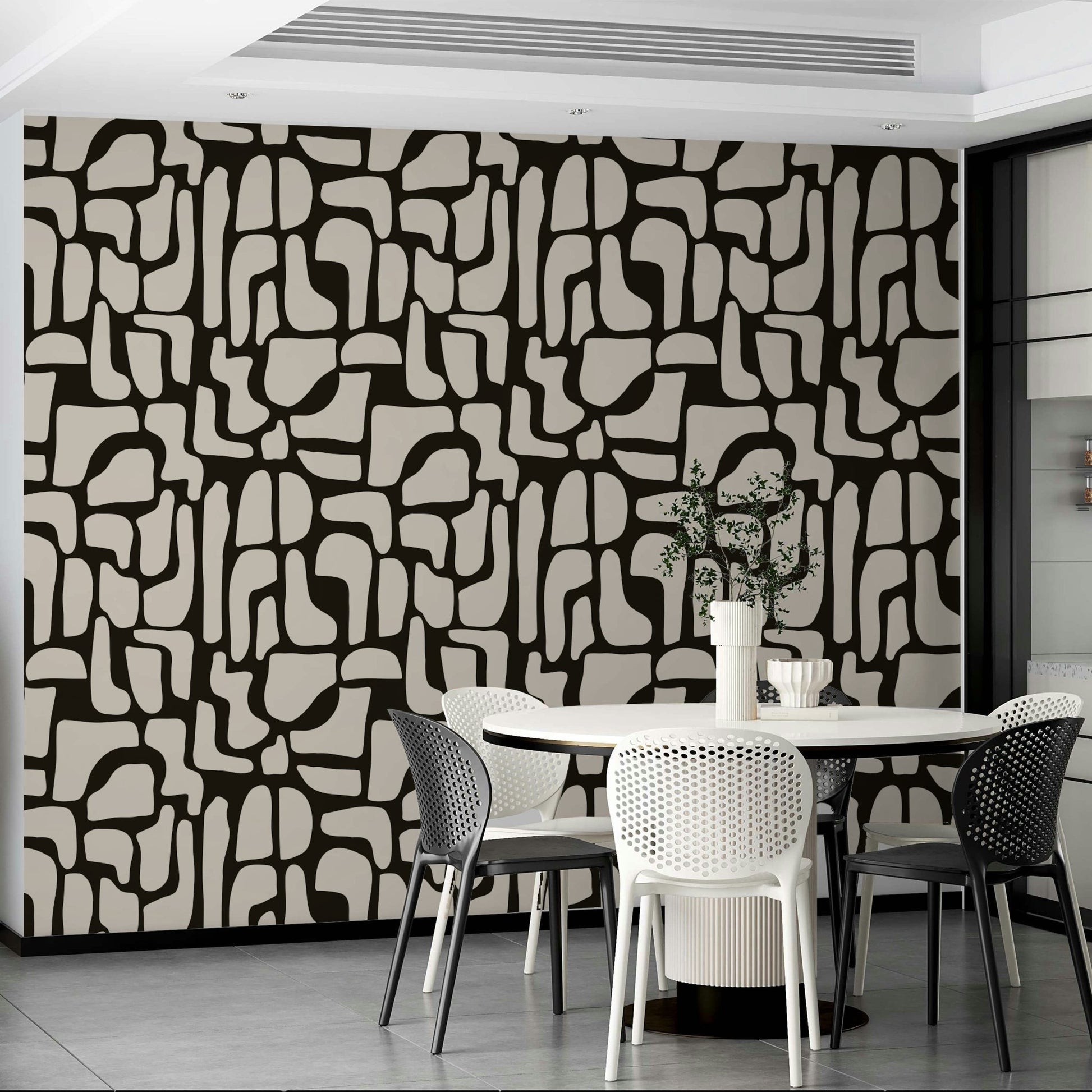 Wall mural with a soft stone design.
