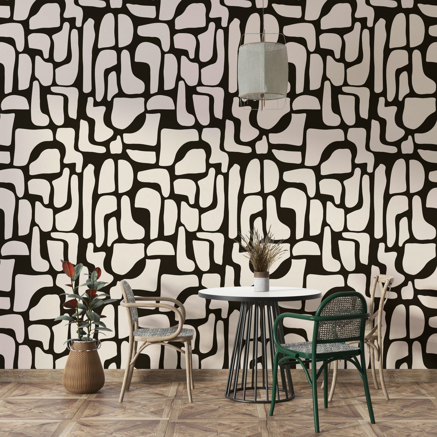 Organic shapes wall mural.
